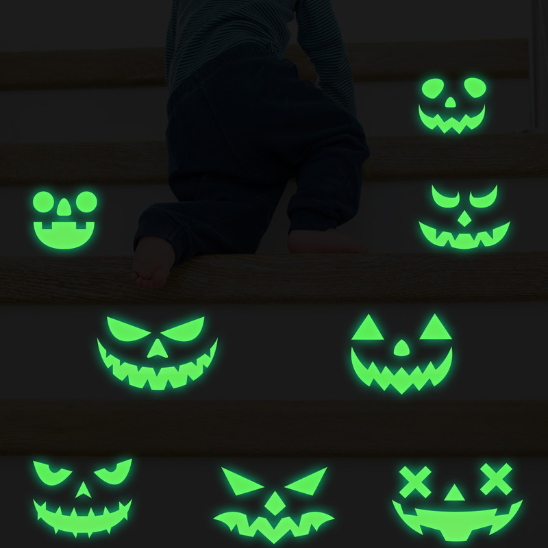 Cross-Border Amazon Halloween Luminous Stickers to Celebrate Festival Halloween Face Wall Decoration Luminous Pumpkin Stickers Cross-Border Amazon Halloween Luminous Stickers to Celebrate Festival Halloween Face Wall Decoration Luminous Pumpkin Stickers