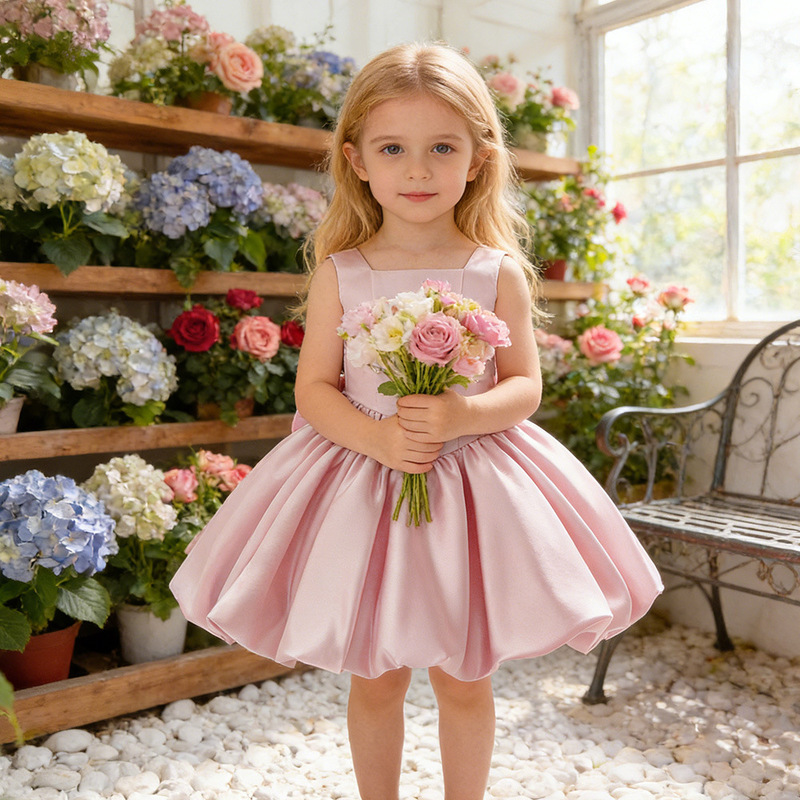 Cross-Border Exclusive Supply of Children's Dresses, Princess Dresses, Sleeveless Brocade Christmas Girls' Party Dresses, Baby's First Birthday Evening Dresses