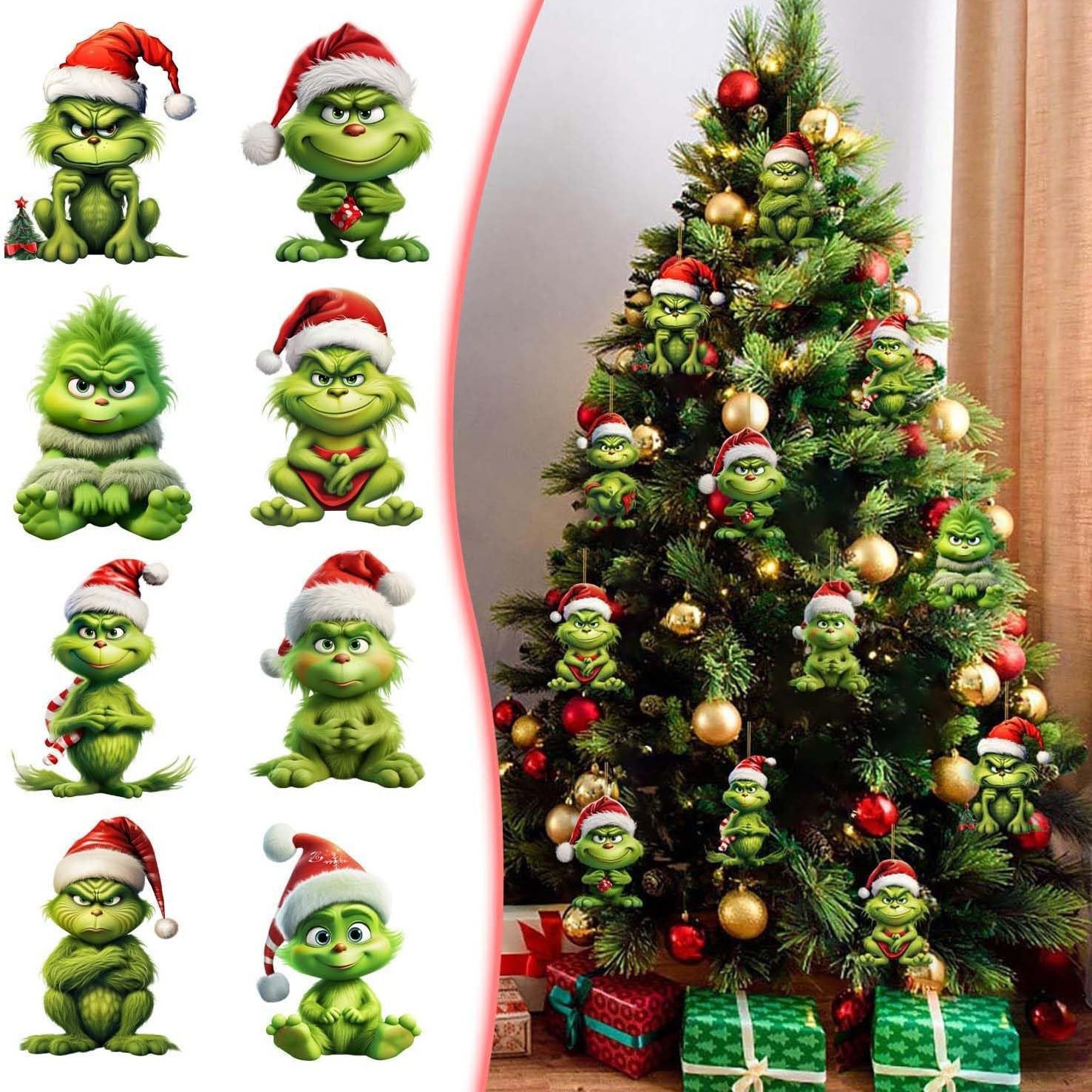 2023 transfronteriza nuevo Grinch adornos de decoración de Navidad de dibujos animados árbol de Navidad colgante decoración interior del coche de Navidad