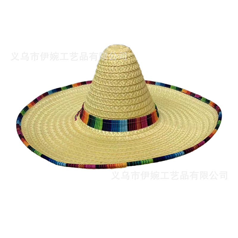 Amazon venta caliente México rayas capa sombrero de paja línea vestir