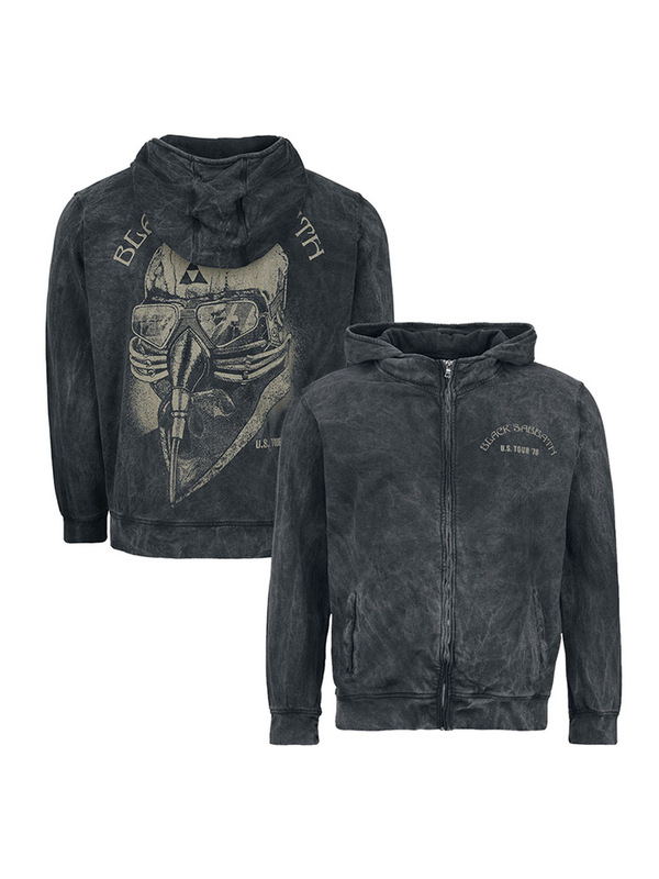 Autumn and Winter Black Sabbath Black Sabbath Washed Distressed Retro Men's Hooded Zipper Sweatshirt Jacket