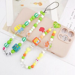 New Product Candy Color Honey Bee Phone Chain Bead Phone Lanyard Anti-Fall Short Bracelet Phone Case Lanyard Ornament