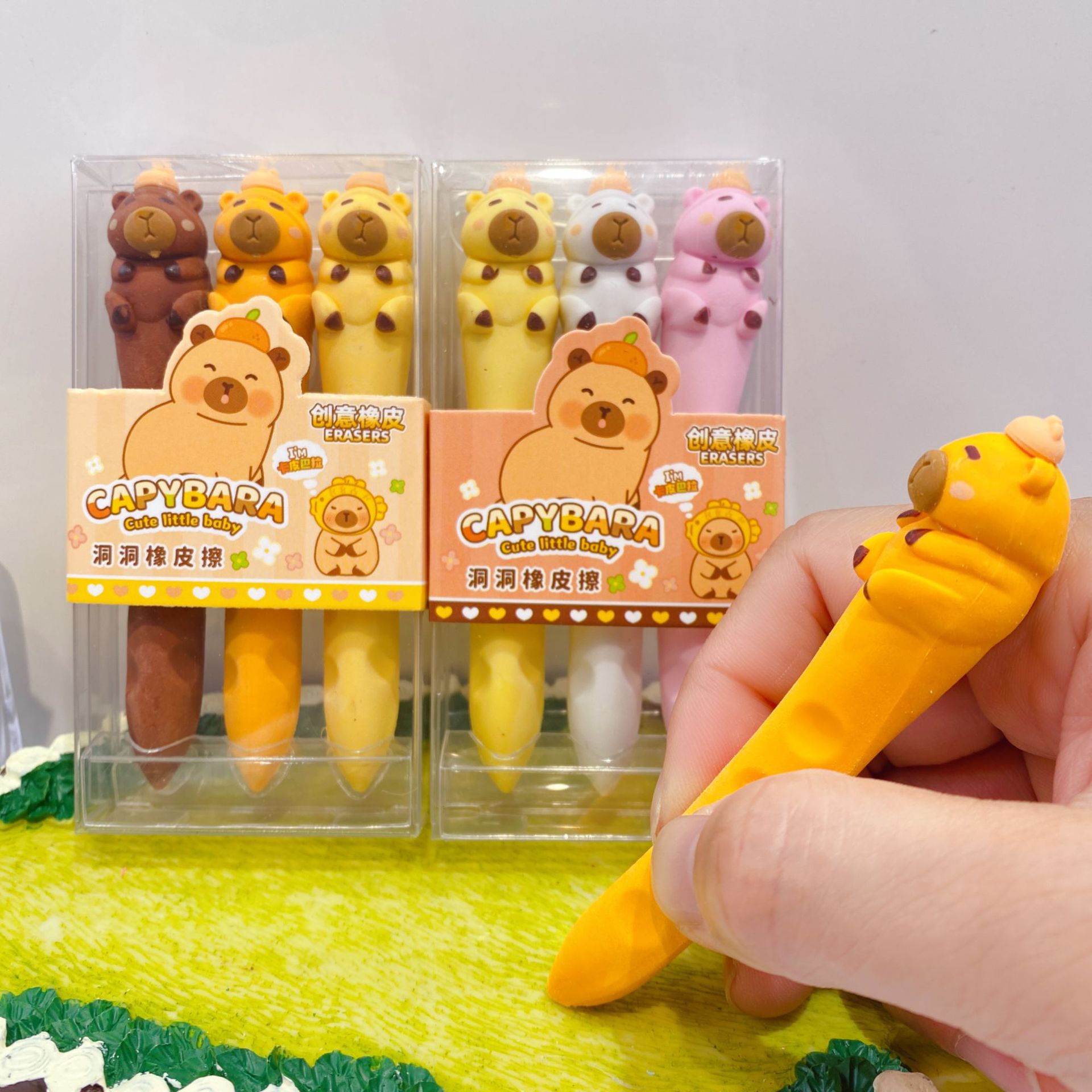 Juego de borrador de agujero de Kapi creativo 3 piezas, borrador de boceto para estudiantes, limpio y menos migajas, borrador en forma de bolígrafo, duradero