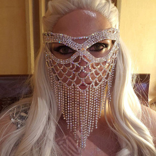 Cross-border explosions exaggerated fashion Halloween rhinestone mask European and American masquerade mask sexy accessories mask