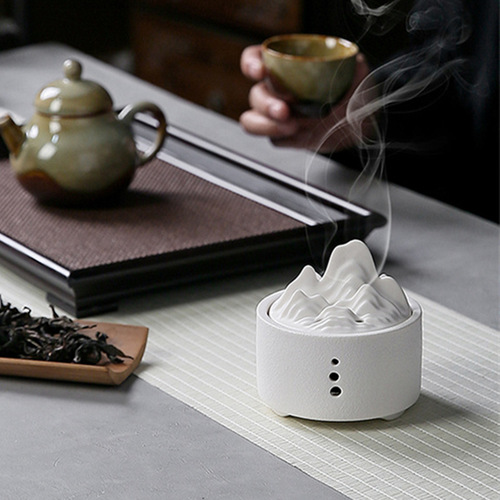 Creative Ceramic Japanese Incense Burner Mountain View Incense Burner Chinese Style Retro Zen Entryway Office Agarwood Incense Holder Decorative Item