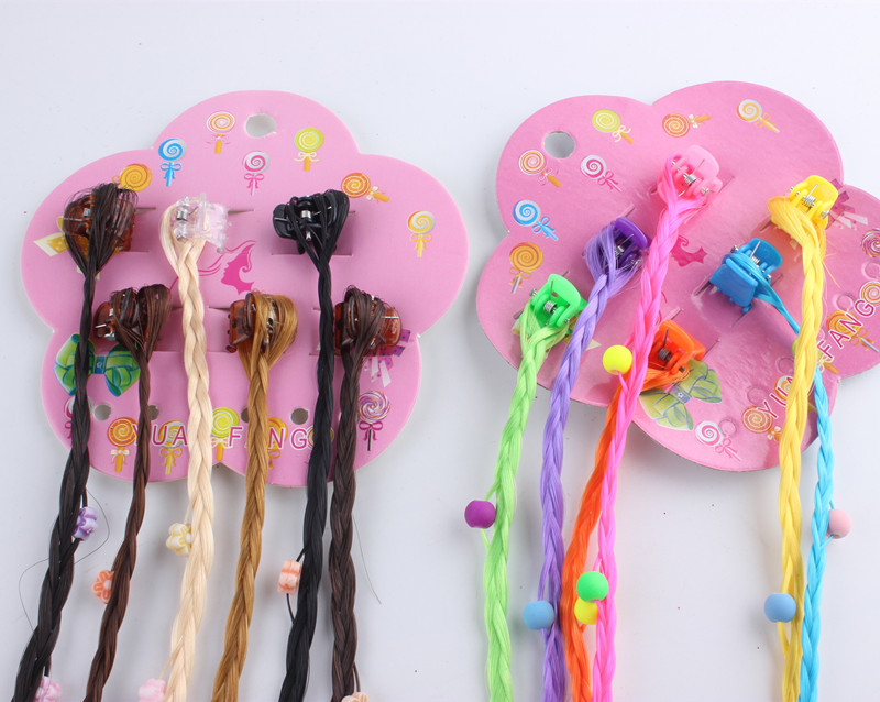 带夹子彩色假发辫子