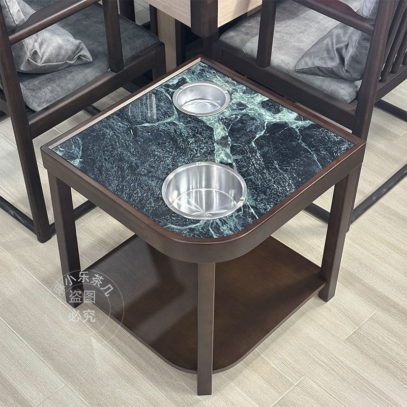 岩板麻将机茶几茶水架麻将桌小边几置物架棋牌室可移动专用茶水桌|undefined