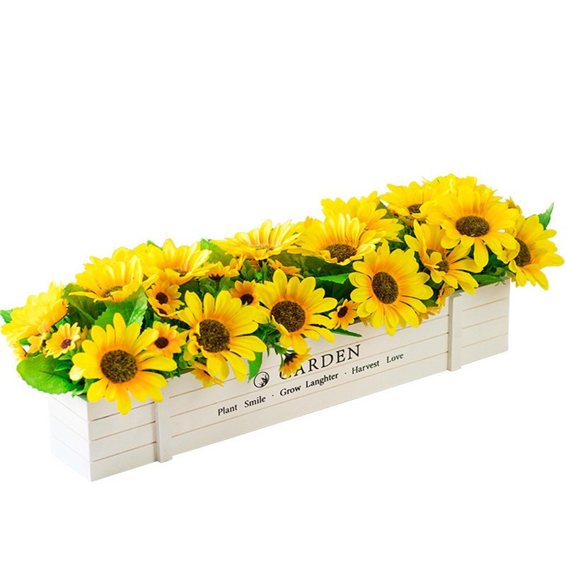 アメリカの花と木の箱、造花、プラスチックの花、模擬緑の植物、デスクトップの窓、バルコニーの装飾、緑の植物、鉢植えの装飾品、フェンス|undefined