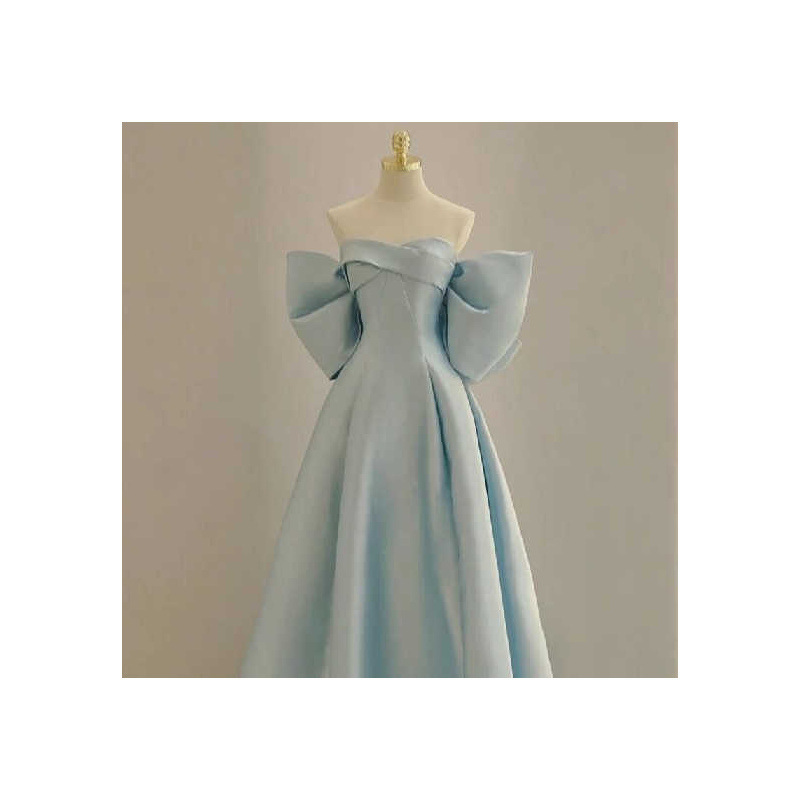 French Satin Strapless Slim Fit Bow Trailing Evening Dress Toast Dress Bridesmaid Long Dress Host Performance Dress