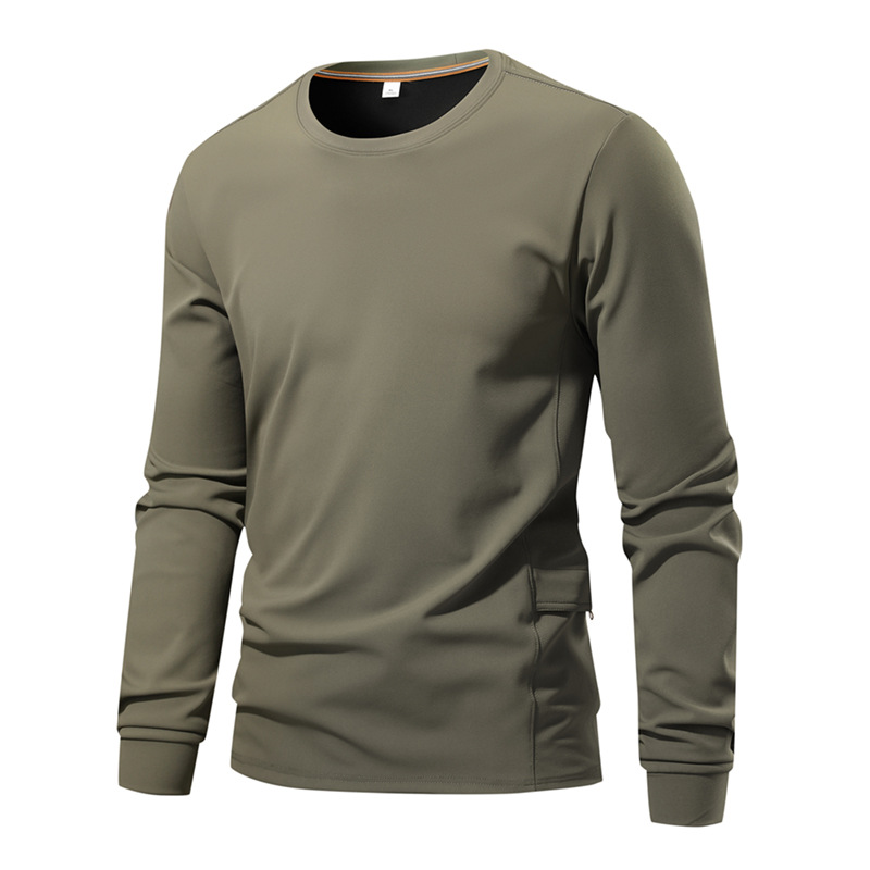 Men's Workwear Sweatshirt Autum Round Neck Long-Sleeved Pullover Pure Color Jacket Versatile Casual Top Can Be Printed with Logo