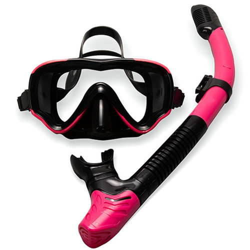 Scuba mask and snorkel set, snorkeling trio, full dry swimming goggles, unisex adult diving mask