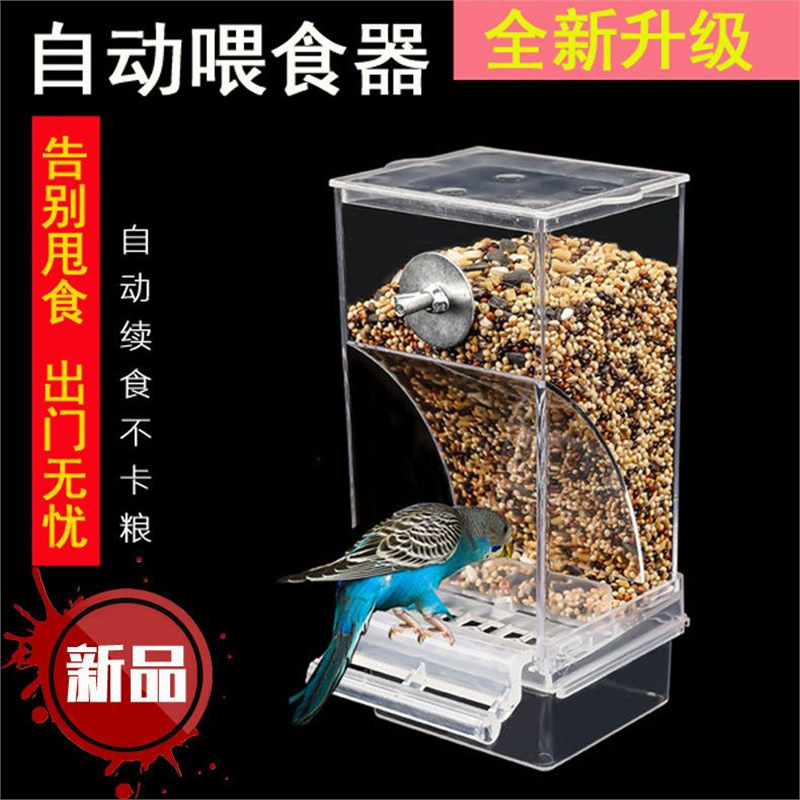 虎皮牡丹玄风鹦鹉鸟食盒防撒防溅鹦鹉自动喂食器大型喂鸟器下料器