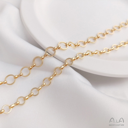 Color-preserving 14K gold-filled 6mm ring chain 8mm round O chain handmade loose chain diy bracelet earrings jewelry materials
