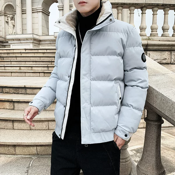 Trendy fashion stand-up collar cotton jacket for men, autumn and winter thickened warm coat, 2026 new men's simple puffer jacket