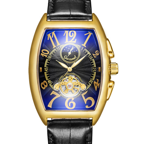 Mechanical watch, men's watch, barrel type mechanical watch, fully automatic mechanical watch, tourbillon, sun, moon and stars men's watch