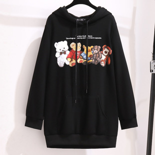 Autumn and winter loose large size long hooded sweater women's outdoor sports fitness coat thick velvet top