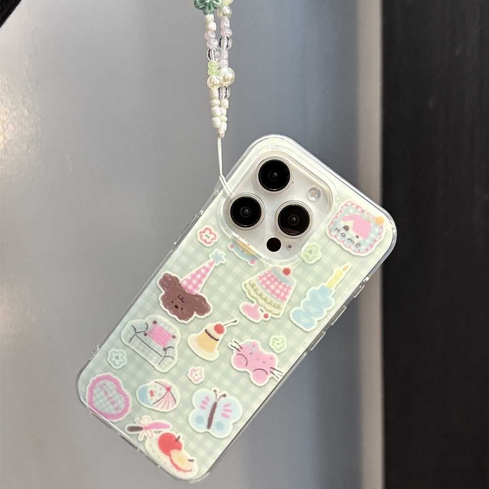 Lindos animales pequeños a cuadros para Apple 16ProMax funda para teléfono móvil 15Pro pareja 14/13 celebridad de Internet 15PM nuevo