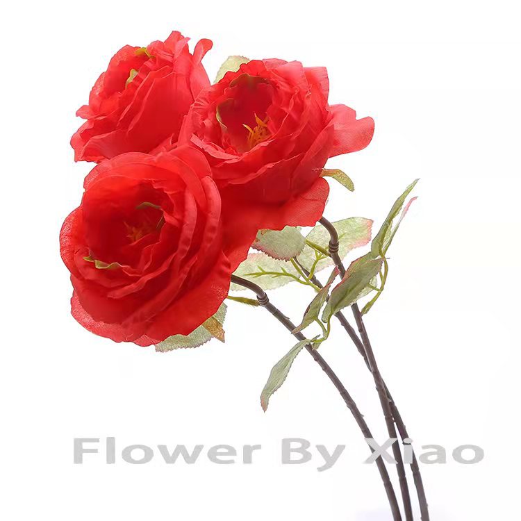 Flor artificial vintage quemado borde Rosa sola flor falsa decoración del hogar foto apoyos florero decoración artificial Flor de plástico