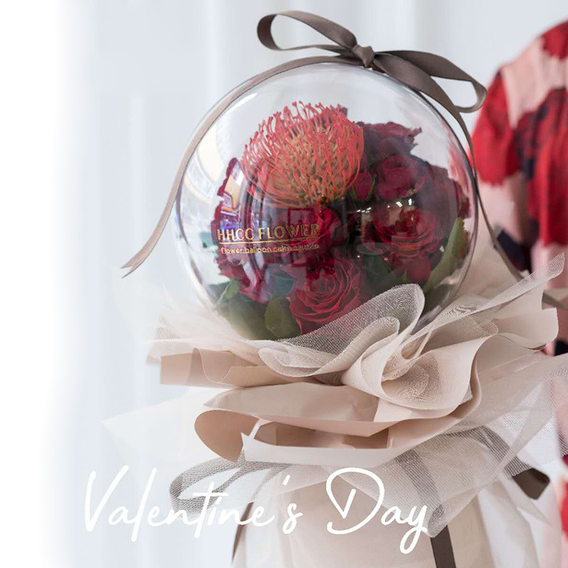 Creativo neto rojo pequeña flor roja dulce onda bola material transparente acrílico decorativo bola ramo para la producción de bricolaje