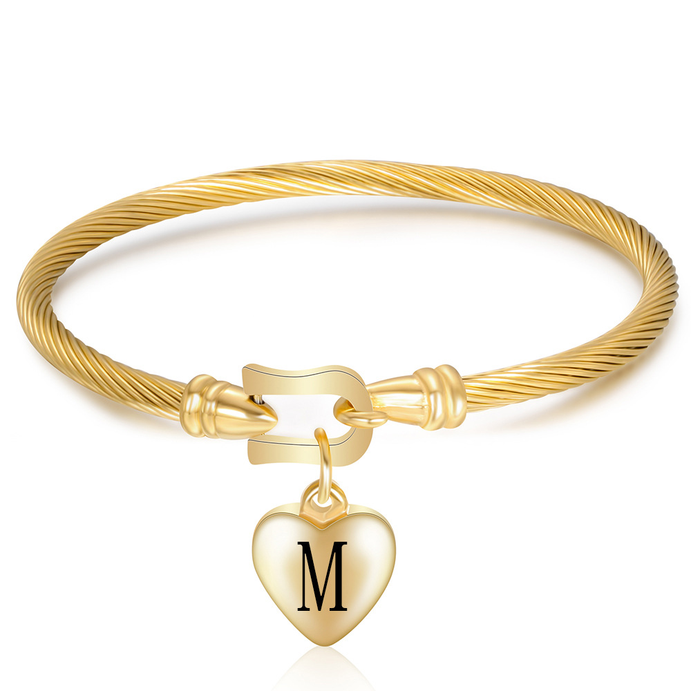 21g Weight 304 Stainless Steel Pendant Material Bangle Classification 304 Stainless Steel Chain Material 1 Piece Quantity Casual, Holiday Occasion 304 Stainless Steel Material Letter Pattern Unisex Gender Plating Design Simple Style Style Simple Style Letter 304 Stainless Steel Bangle In Bulk 13