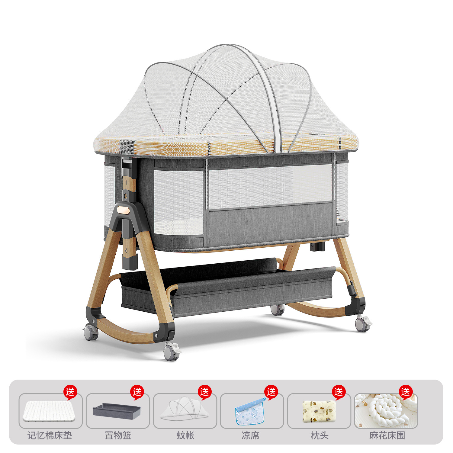 Cama de aleación de aluminio móvil portátil cuna cama plegable multifuncional bb cama recién nacida cama de empalme