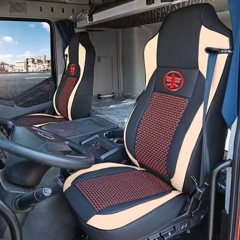 Seat cushion, seat cover — Jiefang Truck Seat Cover - high-end-starry-sky-ice-silk-black-beige-separate-driver-seat-piece