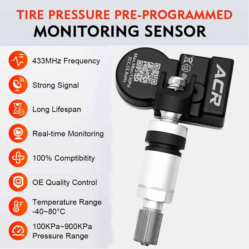 QQr TPMS Tire Pressure Sensor 433MHz Replacement for Chevy