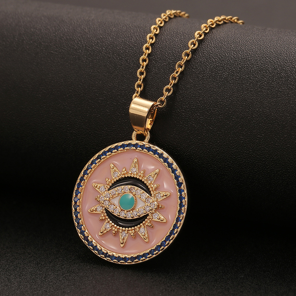 Fashion Geometric Lucky Eye Drop Oil Pendant Necklace Wholesale Nihaojewelry display picture 4