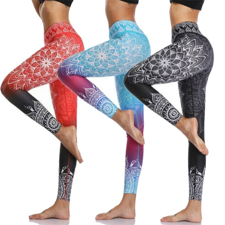 Women's High Waist Printed Yoga Leggings Slim Fit Fitness Pants_voghion.com