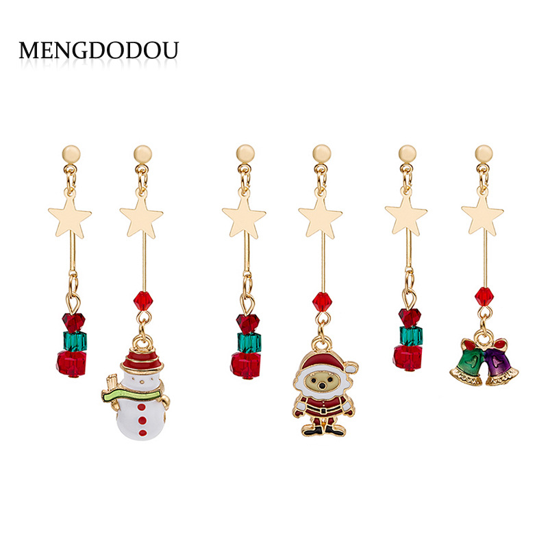 New Christmas Series Tassel Metal Boots Old Man Pendant Christmas Earrings display picture 1