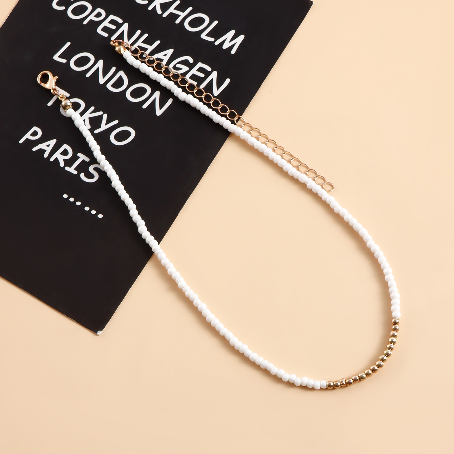 Lässig Einfacher Stil Geometrisch Künstlicher Kristall Saatperle Perlen Überzug Frau Halskette display picture 29