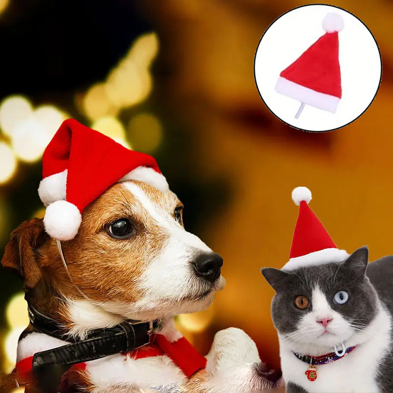 Cross-border New Pet Christmas Hat Christmas Cat Dog Red Hat Christmas Decorations Pet Plush Hat Cross-border New Pet Christmas Hat Christmas Cat Dog Red Hat Christmas Decorations Pet Plush Hat