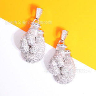 Boxing Glove Pendant European and American Hip-Hop Style S925 Silver Inlaid Moissanite Necklace Cross-Border Hot Selling Boxing Pendant