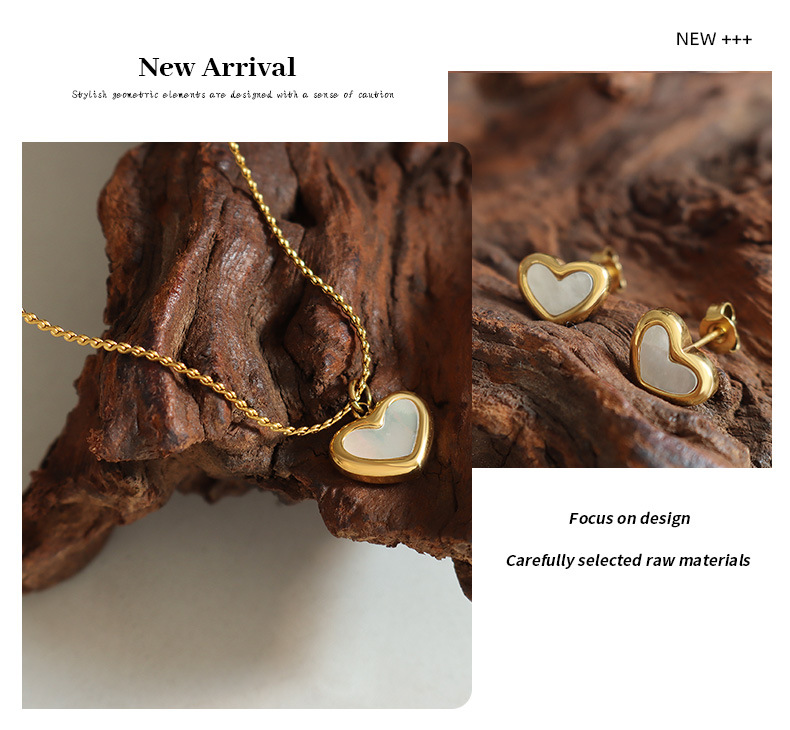Set collana e bracciale con conchiglia a cuore tre pezzi_voghion.com