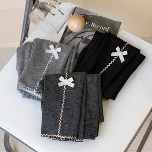 Girls' Leggings for Spring and Autumn, Thickened with Integrated Fleece, Suitable for Outerwear, Baby Bowknot Casual Children's Pants, Fleece-Lined for Warmth