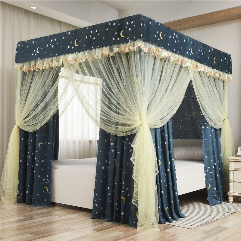 Floor-Standing Princess-Style Mosquito Net, Blackout, Dustproof and Windproof, 1.5m Bed Curtain Bracket, Integrated Bedroom 1.2m Bed Curtain