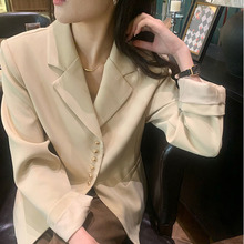 韓國東大門2023年春夏季新款斜襟單排扣收腰顯瘦款西服外套女短款