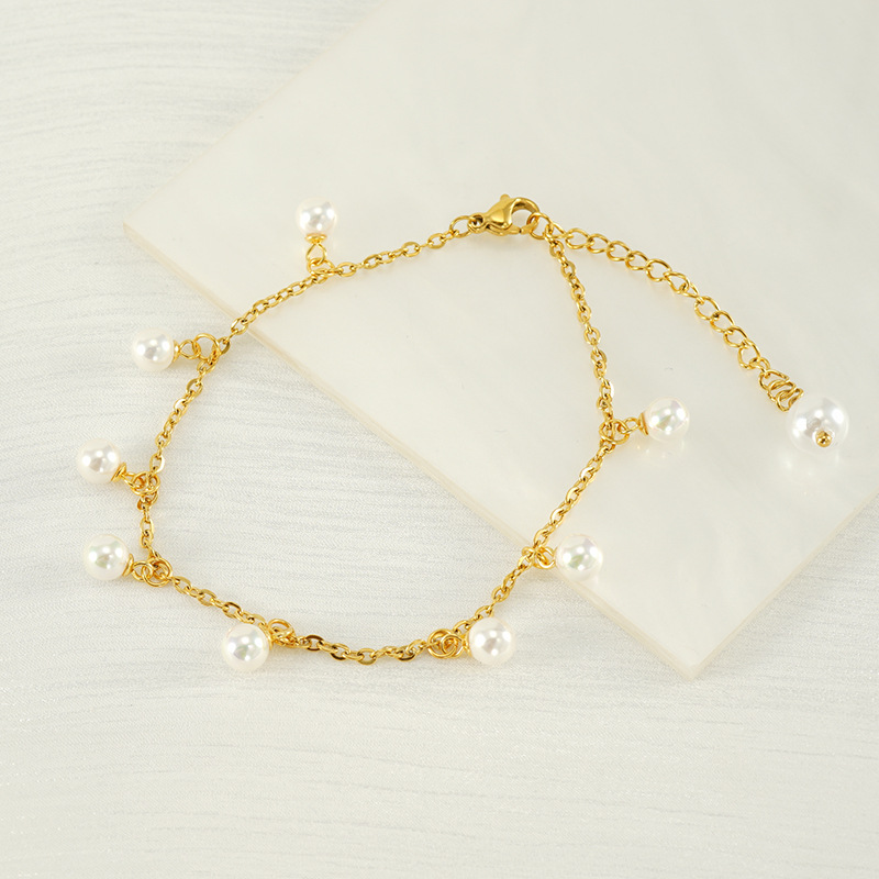 Nuevo estilo transfronterizo de moda de estilo europeo y americano de perlas de acero inoxidable de 18 quilates joyas de joyería no se desvanecen