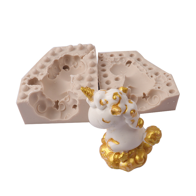 En línea celebridad 3D unicornio epoxi molde de silicona coche aromaterapia molde de yeso jabón molde para hornear