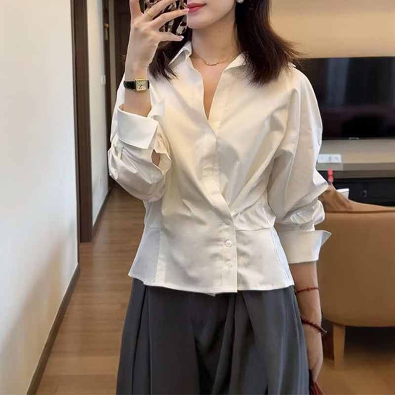 GraceChic This Year's Trend Beautiful 2025 Spring New Style Chic And Bold White Shirt Wide-Leg Pants Elegant Set_voghion.com