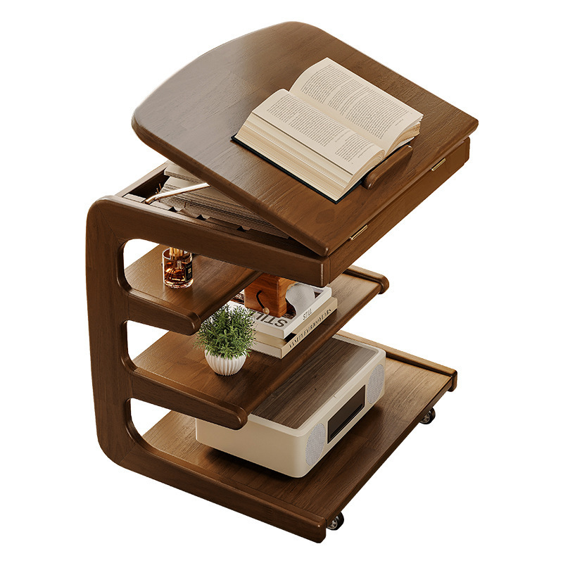Sofá de madera maciza móvil, mesa lateral, sala de estar, armario lateral con ruedas, dormitorio, estante junto a la cama, mesa de centro para el hogar, mesa pequeña