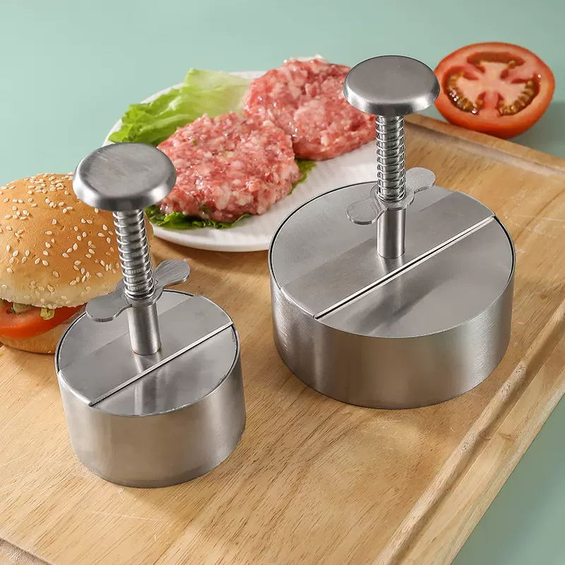 跨境圆形按压式压肉器手动汉堡肉饼牛排压肉板模具厨房工具