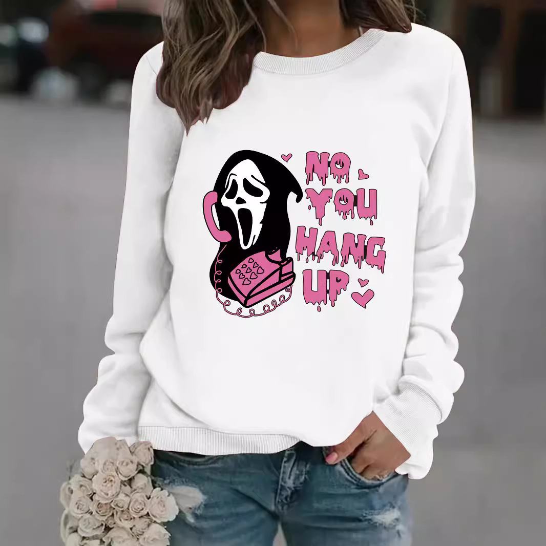 Women's Clothing autumn and winter women's casual long sleeved round neck Death Calls printed pullover sweatshirts wholesale_voghion.com