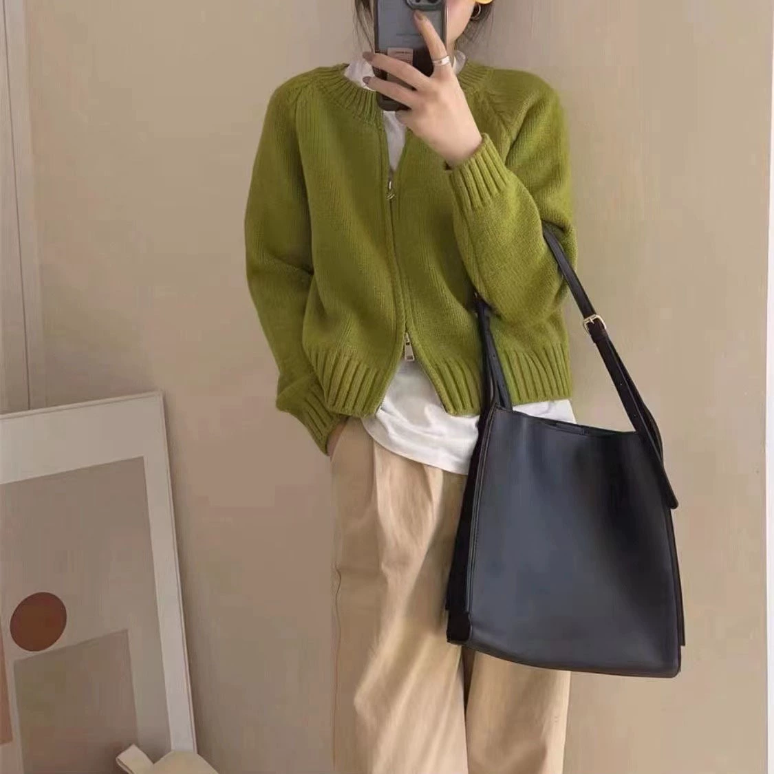 Новый модный вязаный кардиган-жакет в корейском стиле на молнии для женщин, осень-зима 2025