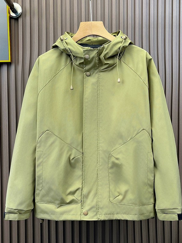 Chaqueta de primavera y otoño Chaqueta de hombre Chaqueta a prueba de viento Top de color sólido con capucha moda nueva moda casual suelta ropa de trabajo marea
