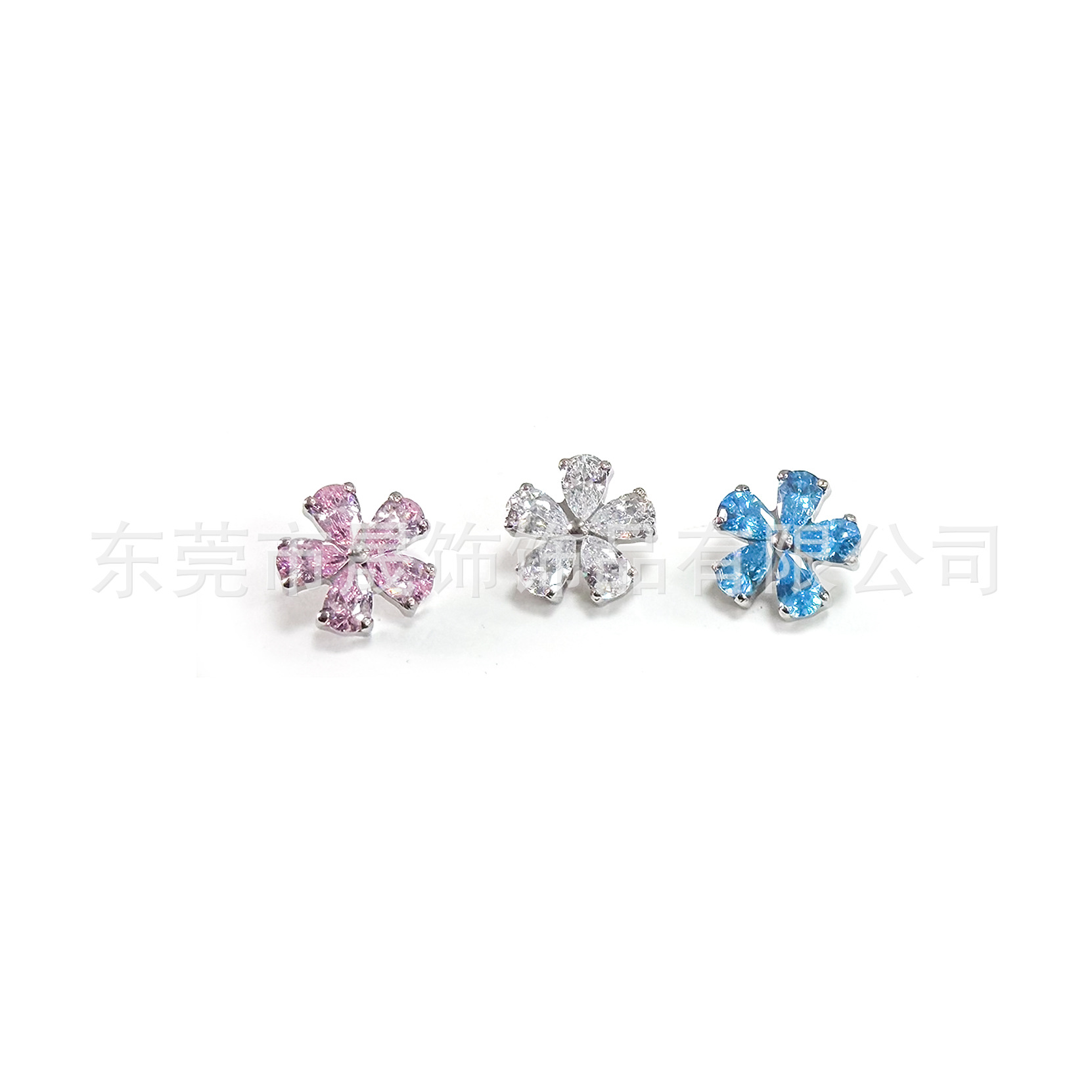 F136钛五花瓣锆石耳钉花朵唇钉跨境G23钛合金人体穿刺饰品配件头