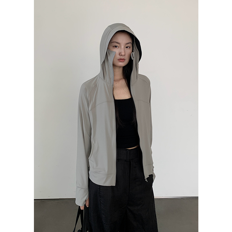 Nantao Women's Hooded Ice Silk Sun Protection Clothing 2026 Summer Slim Fit High Elasticity Breathable UV Protection Thin Skin Clothing