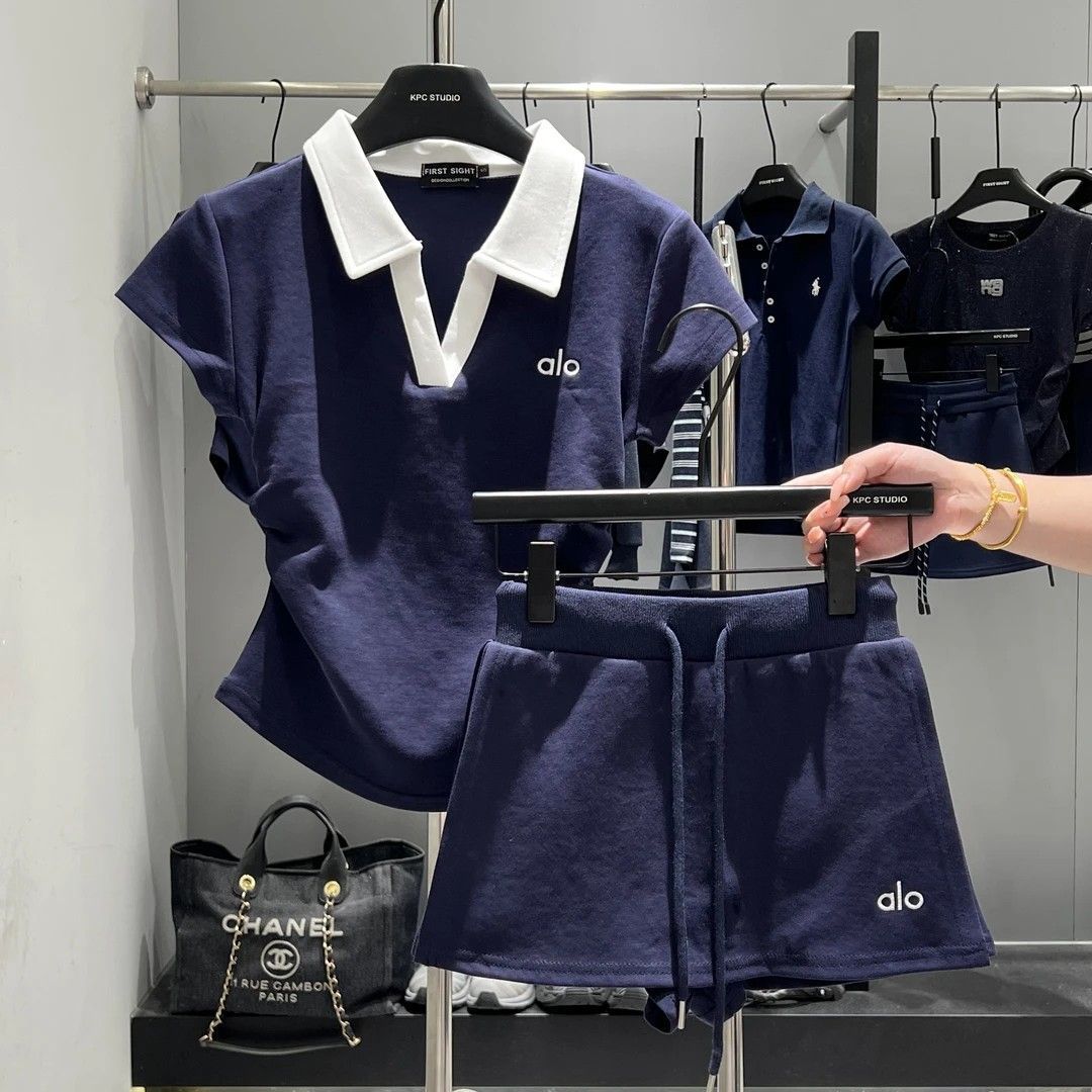 韩版时尚减龄休闲运动套装女夏季小个子POLO衫半身裙显瘦两件套潮