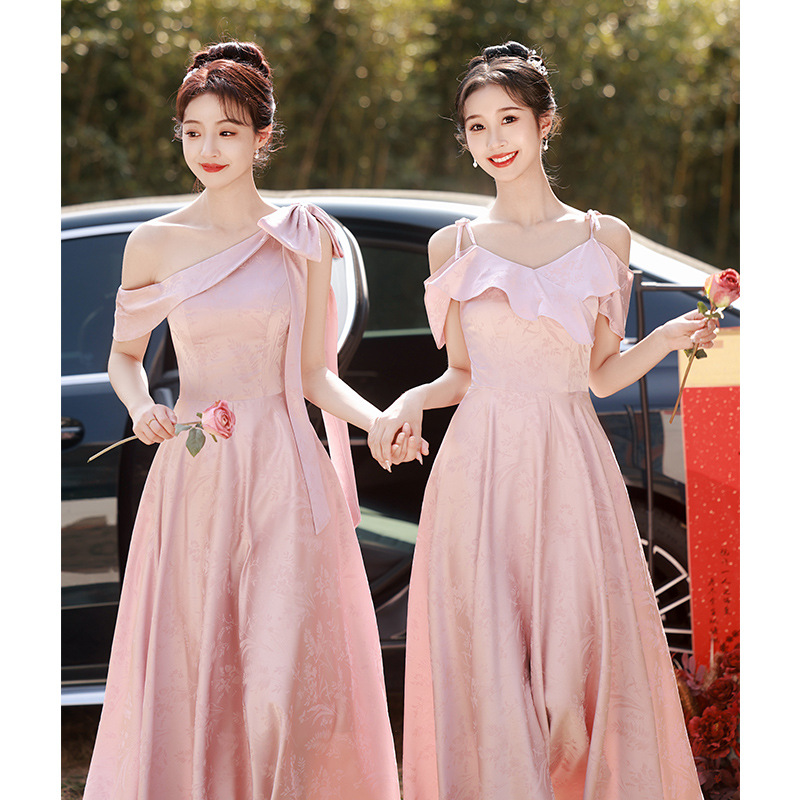Pink Bridesmaid Dresses for Women 2026 New Spring Style Niche High-End Wedding Sister Group Dresses That Can Be Worn Casually and Make You Look Slimmer