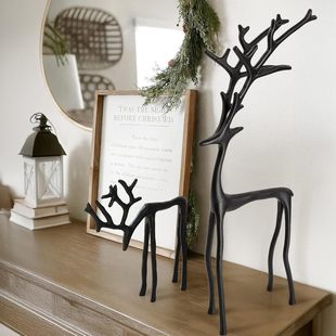 Set of 2 Black Reindeer Statues�Ͻ��}�QС�����ɫ�Z¹����